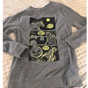 Cat & Jack Gray Halloween Comic Strip Long Sleeve T Shirt Boys Girls